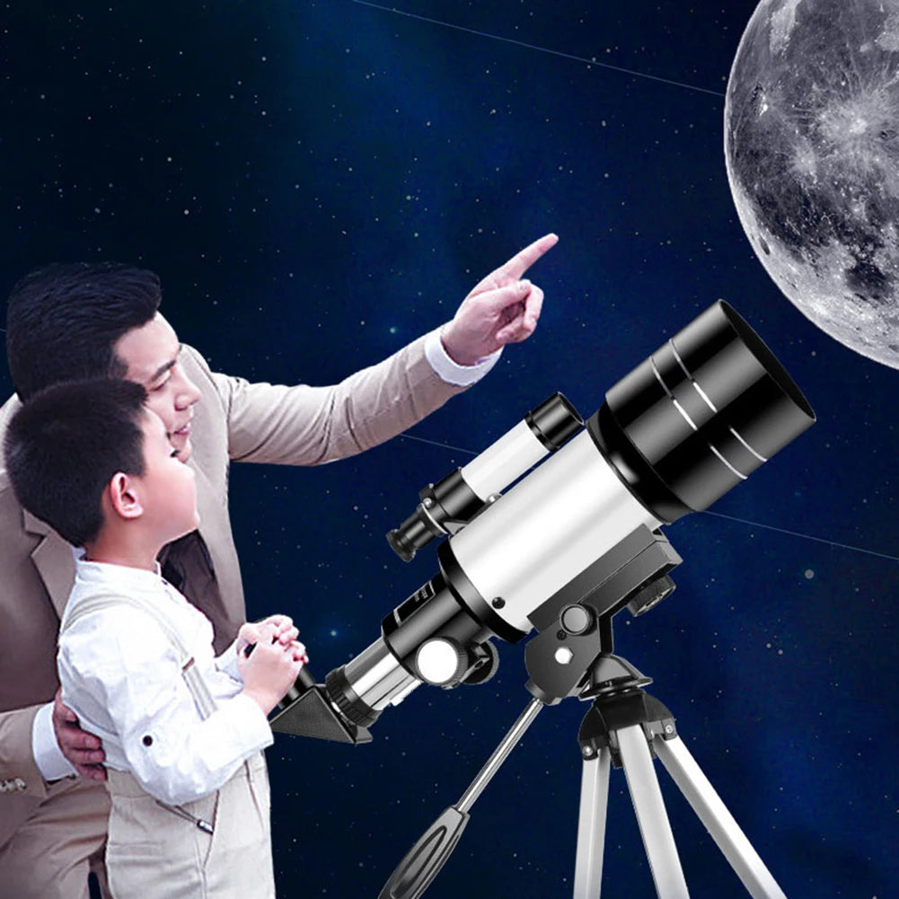 Telescope for Adults&Kids 300mm Portable Telescope 15X-150X Astronomical Refractor Telescopes Astronomy Beginners Gifts
