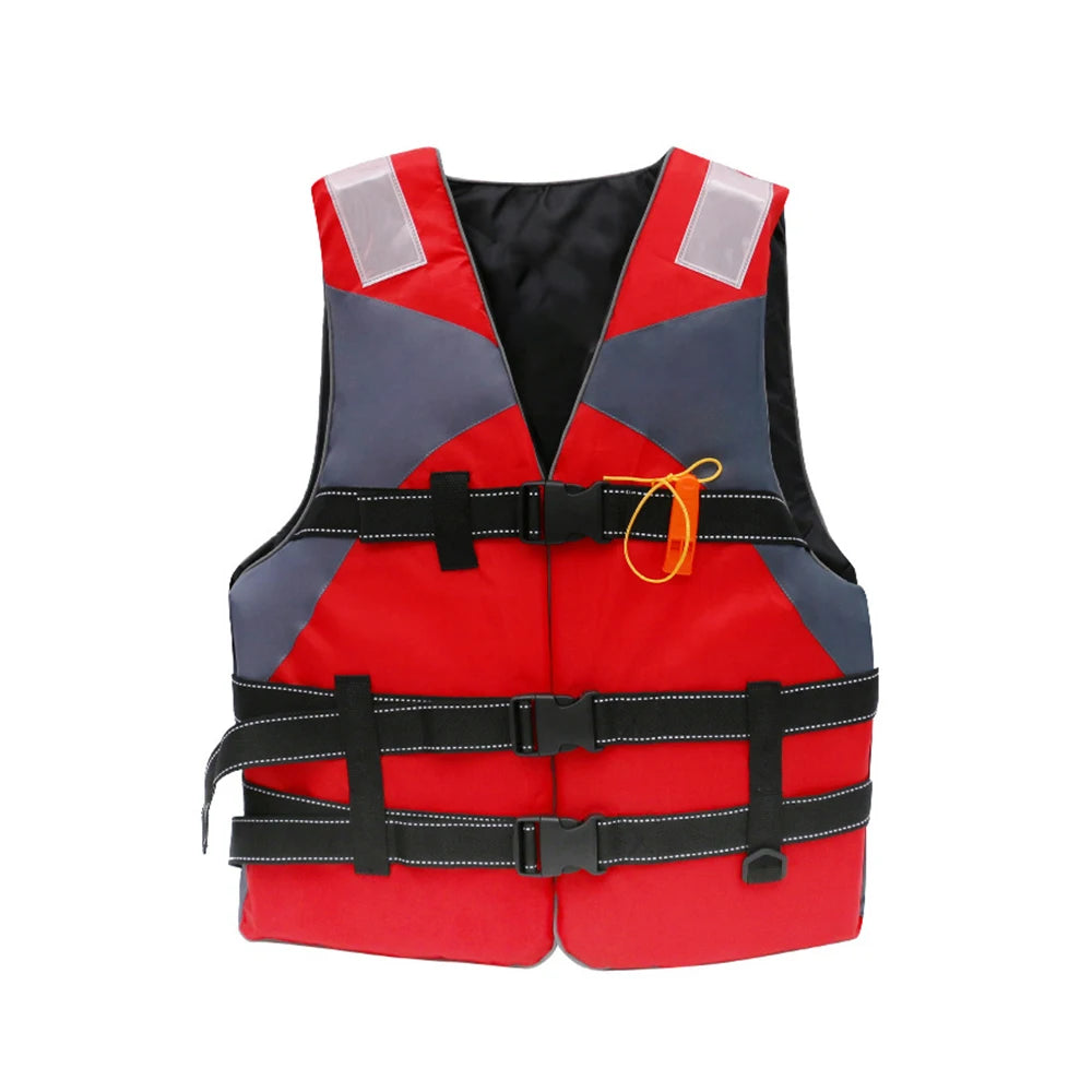S -XXXL Swimming Boating Life Jacket Skiing Vest Survival Suit Outdoor Polyester Life Jacket for Adult Children with Whistle