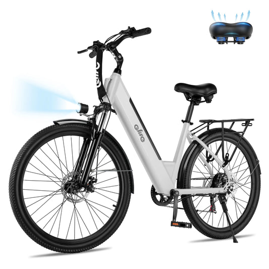 Qlife Cityone  St Electric Bike for Woman, Peak 1200W Motor 48V Battery, 25MPH 55 Miles, 26“ Step-Thru Electric Bicycle, 7-Speed Commute E-Bike