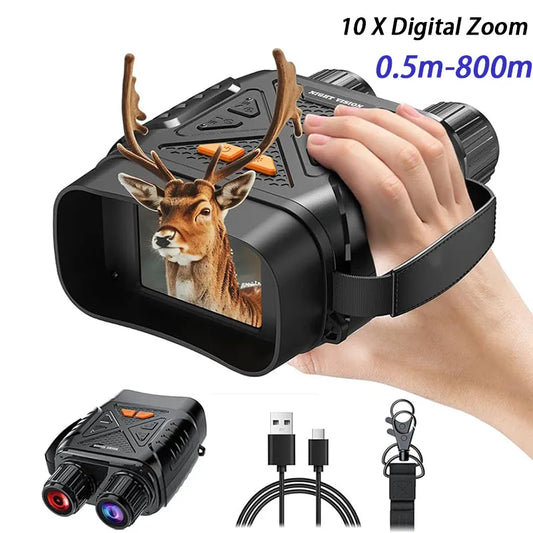 Night Vision Binoculars 7 Gear Infrared Binoculars 10X Digital Zoom 2000mAh 800m Full Dark Telescope Goggles For Hunting Camping