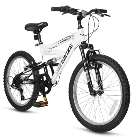 Mountain Bike 20 24 inch ' Bicycles for 6-14 Years Old Boys Girls with Dual Full Suspension 6 Speeds Drivetrain High-Carbon Ste