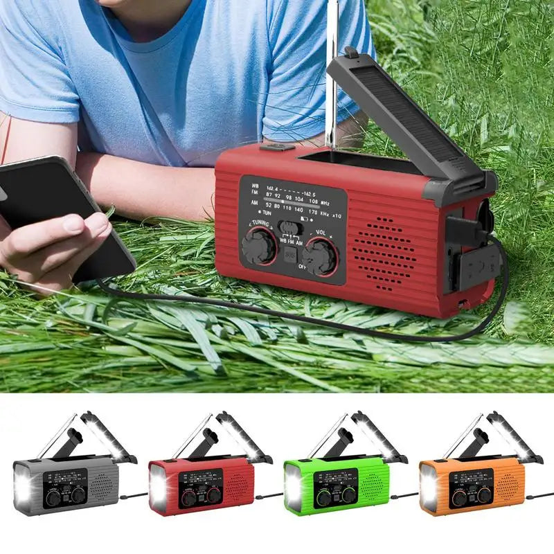 Solar Radio Flashlight For Camping Portable Hand Crank Weather Radio AM/FM/NOAA Radio Crank Radios 3 Way Charging Survival Radio