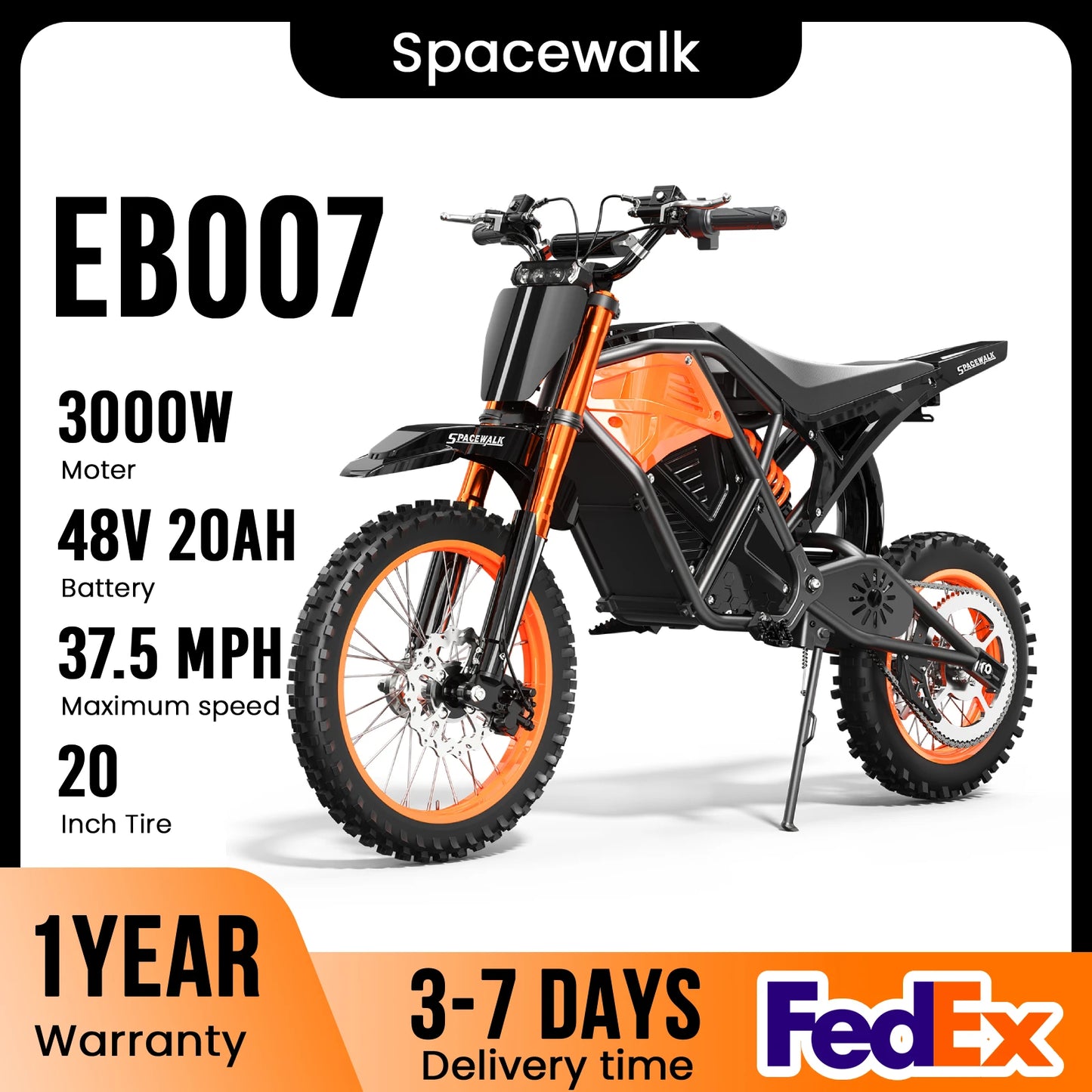 48V Electric Dirt Bike for Adults/Teens,3000W Peak Power Electric Motorcycle for Adults, 37.5MPH Top Speed & 60 Miles Long Range