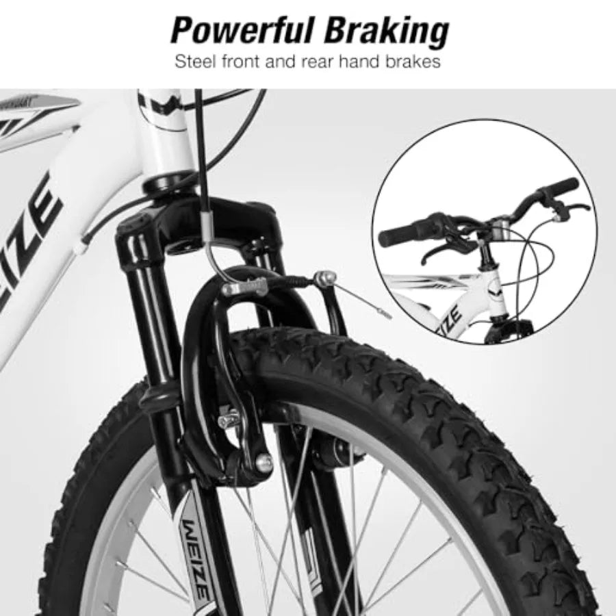 Mountain Bike 20 24 inch ' Bicycles for 6-14 Years Old Boys Girls with Dual Full Suspension 6 Speeds Drivetrain High-Carbon Ste