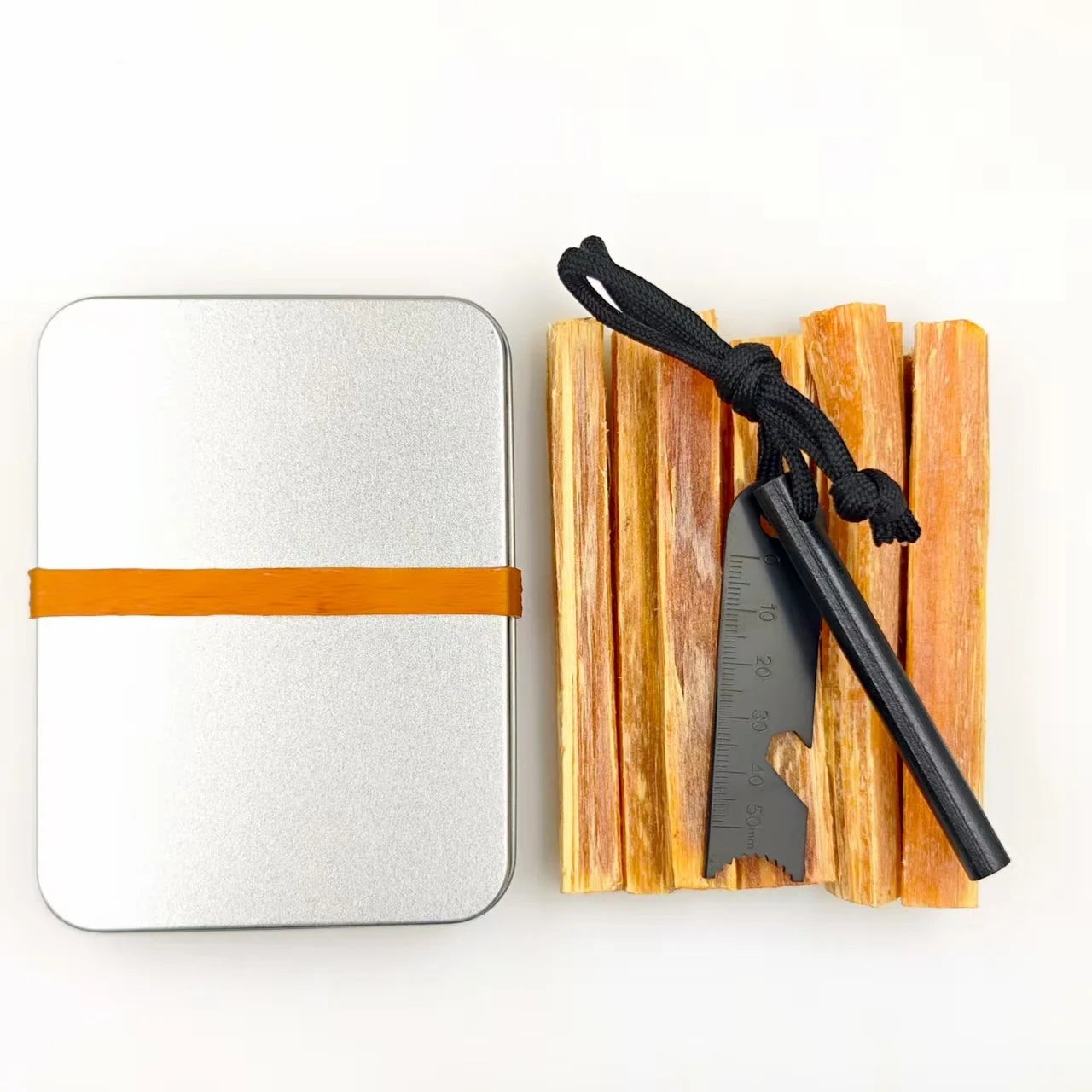 Outdoor Camping Fire-supporting Lighting, Pine Mingzi Flint and Steel, Primitive Survival Fire Starter, Portable Iron Box Set