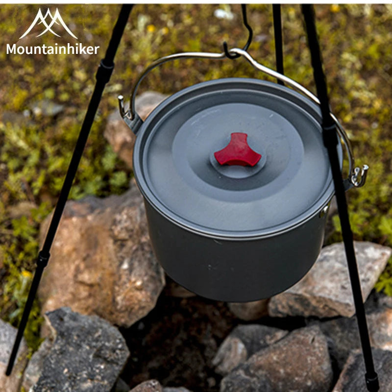 MOUNTAINHIKER 4L Camping Hanging Pot Cookware Outdoor Tableware 4-6 Persons Picnic BBQ Cooking Tourism Fishing kitchen Equipment