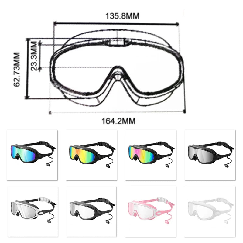 Colorful Electroplated/HD Anti-fog Swimming Goggles Large Frame UV400 Mirror Swim Eyewear Silicone Frame for Leakproof&Comfort