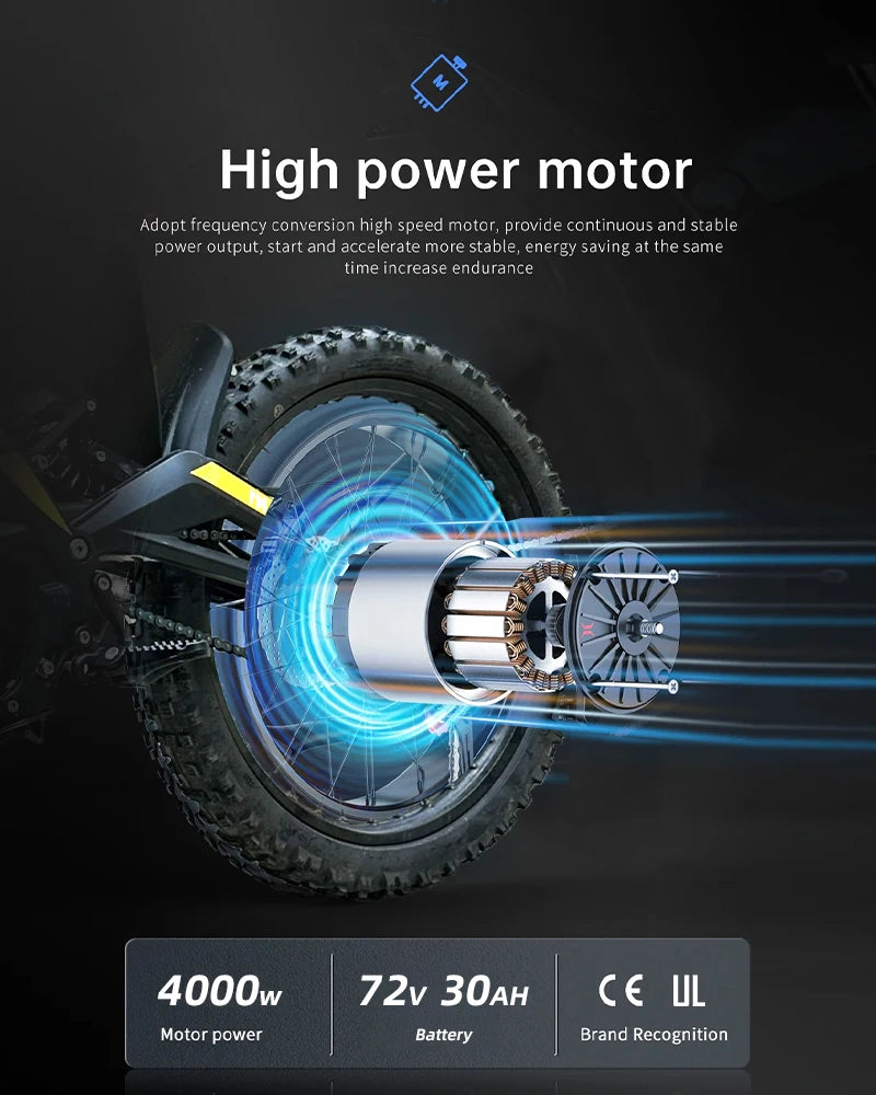 Freego Electric Dirt Bike 8000W 72V 30AH Battery N1 Off Road Electric Motorcycle 19" Fat Tire Full Suspension UL Certified
