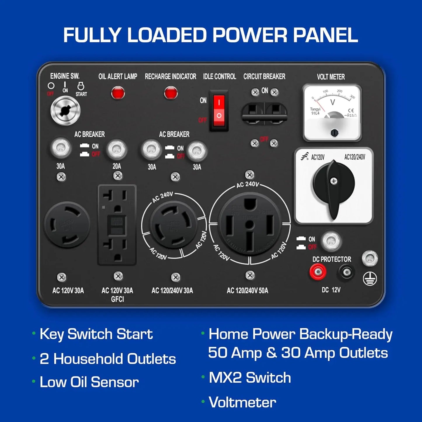 12,000-Watt Dual Fuel Portable Generator - Gas & Propane, Electric Start, Whole Home Backup Power