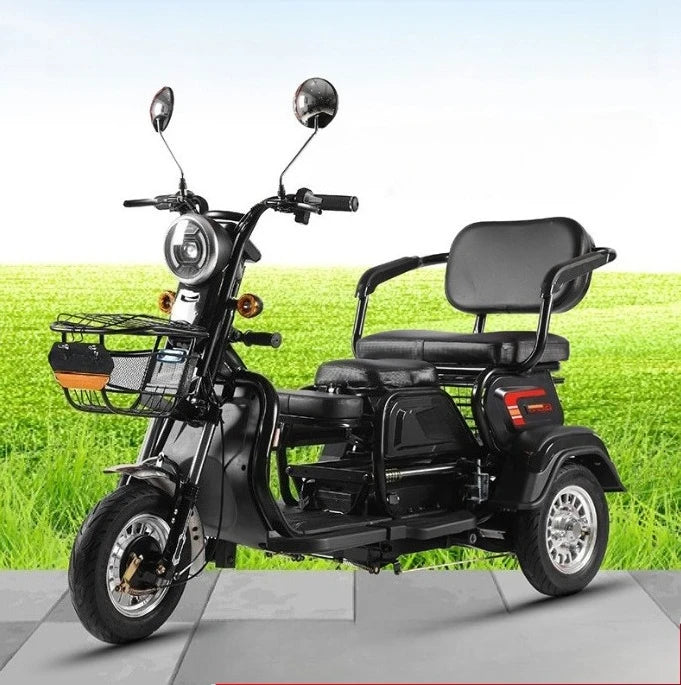 Open Body Electric Tricycle For Adults Fat Tire, 3 Wheel Passenger Electric Bike Long Range, 45km Mileage Urban Mobility Vehicle