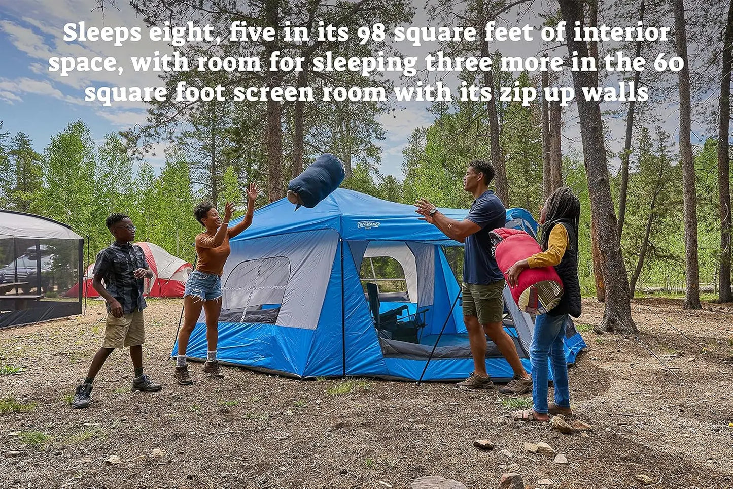 8-Person Water-Resistant Family Camping Tent with Convertible Screen Room for Outdoor Adventures