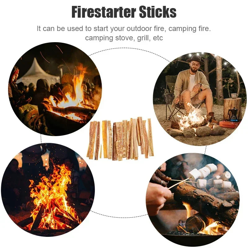 Fatwood Fire Starter Stick Outdoor Fire-making Tools Natural Firestarting Wood Sticks for Camping Hiking Emergency Survival Gear