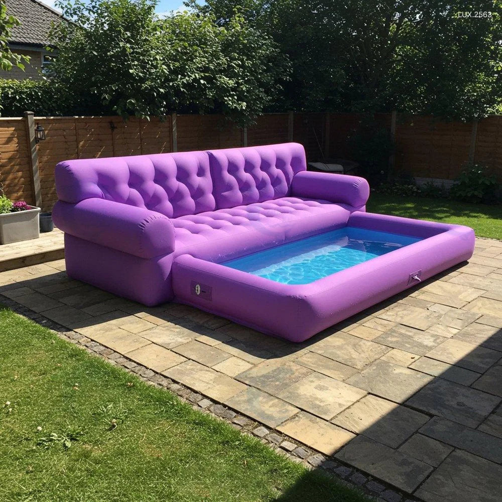Giant Inflatable Swimming Pool Large Family Blow Up Pool with Seats Outdoor Garden Water Play Sofa Pool for Kids Adults Summer