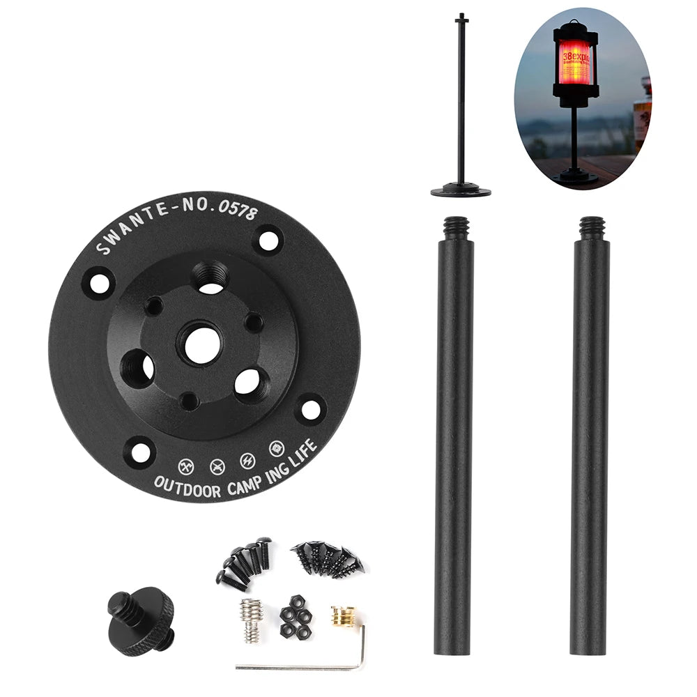 Outdoor Camping LED Lantern Stand Stand Type Adjustable Rod Adjustable Bracket 1 / 4 Interface Camping Equipment