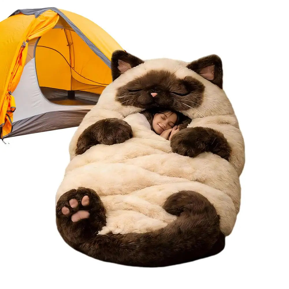 Winter Sleeping Bags 175x80cm Washable Funny Soft Cat Envelope Warm Sleeping Bag For Indoor Home Bedroom Nursery Apartment Women