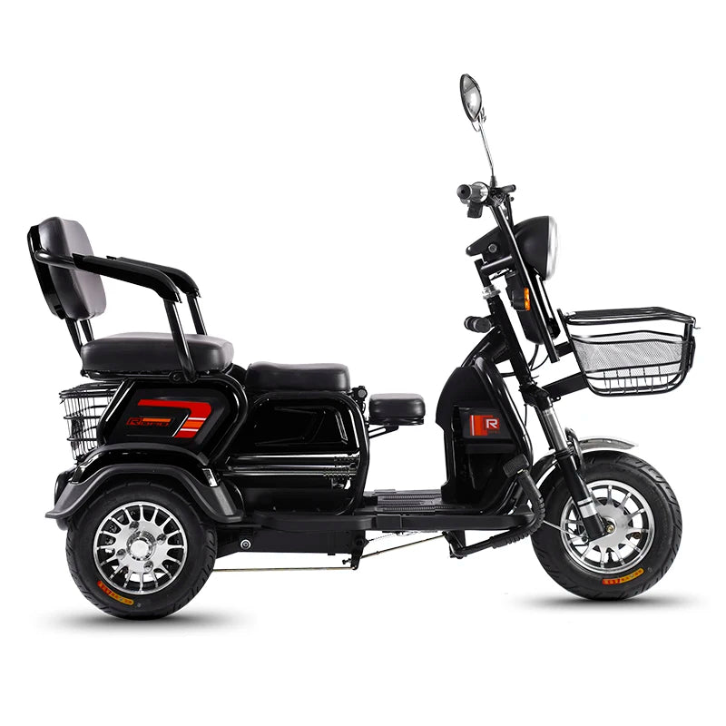 Open Body Electric Tricycle For Adults Fat Tire, 3 Wheel Passenger Electric Bike Long Range, 45km Mileage Urban Mobility Vehicle