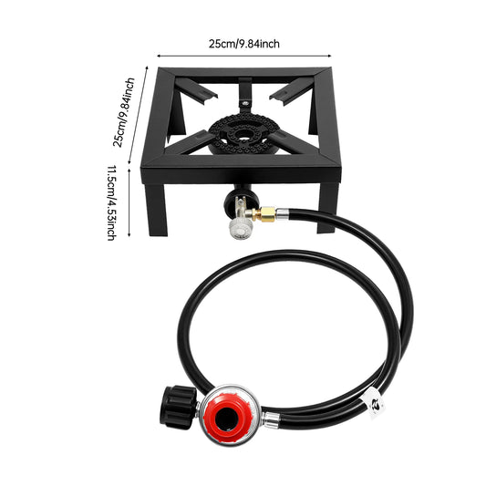 8000W Portable Single Burner Outdoor Gas Stove Propane Cooker with Adjustable 0-10Psi Regulator Hose for Patio Camping, BBQ