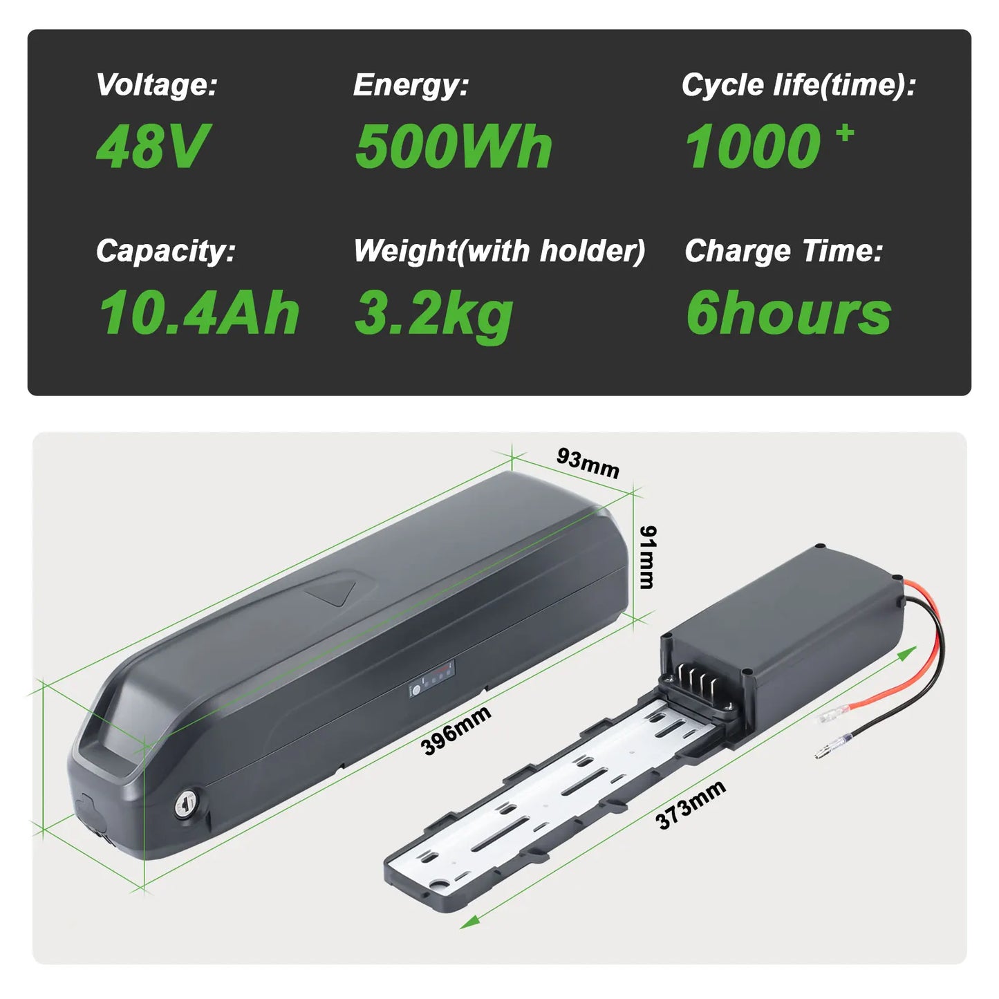 YOSE POWER Ebike Battery 48V 10.4Ah Fit for Vivi Electric Bike F26F (HL085) H8 Battery Replacement VIVI E bike Battery