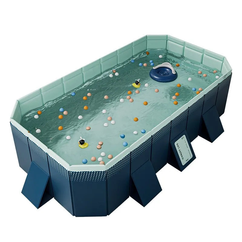 2.6m 3m Foldable Non-Inflatable Kids' and Adults' Outdoor Swimming Pool - Hard Plastic Shell,Kid Pool for Backyard Dog Pools