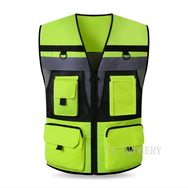 Safety Clothing Reflective with Tool Pockets Breathable Work Gilet High Visibility Mesh Reflective Workwear