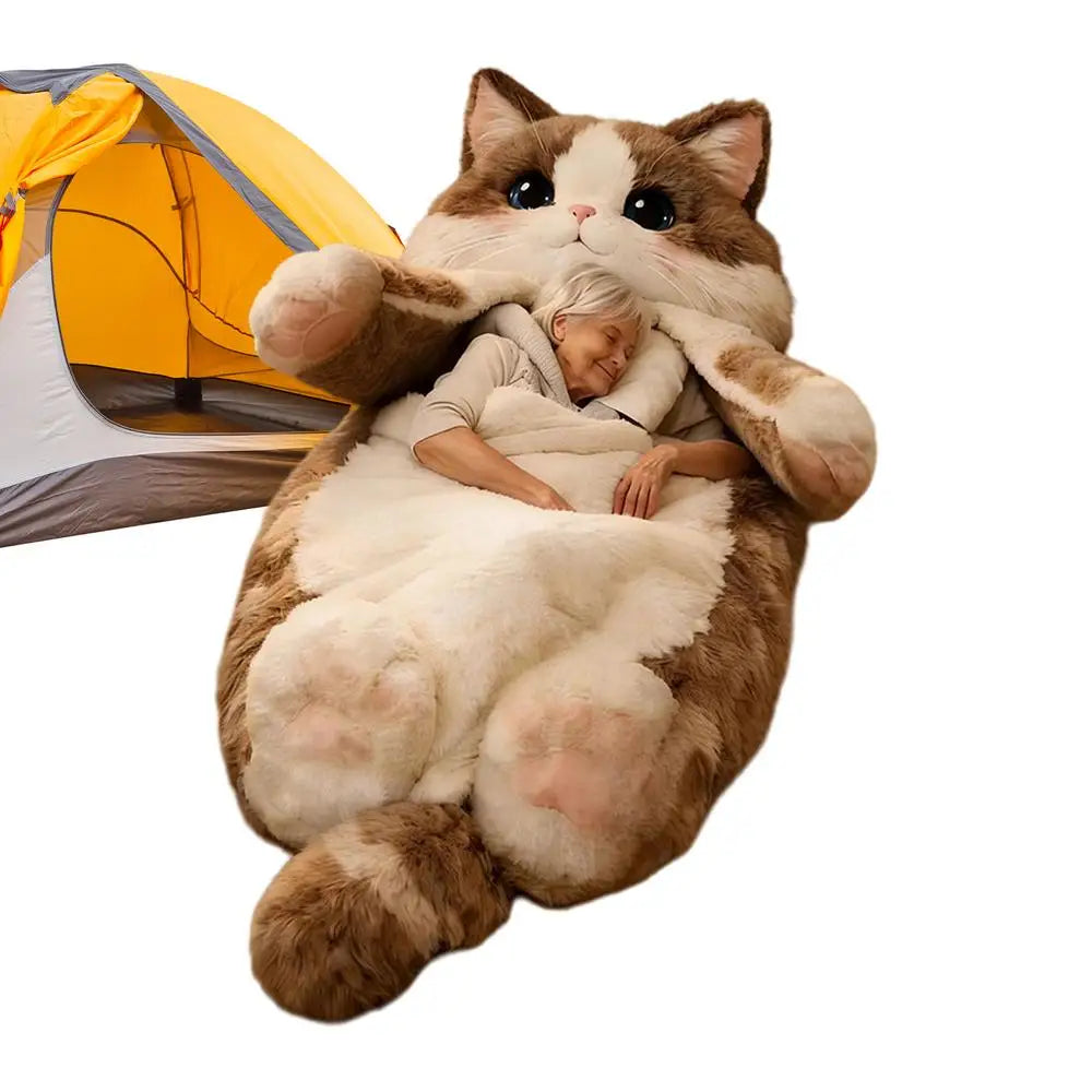 Winter Sleeping Bags 175x80cm Washable Funny Soft Cat Envelope Warm Sleeping Bag For Indoor Home Bedroom Nursery Apartment Women
