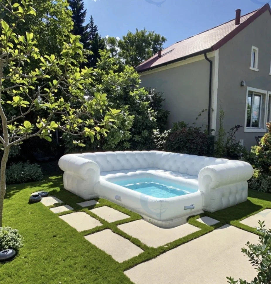 Giant Inflatable Swimming Pool Large Family Blow Up Pool with Seats Outdoor Garden Water Play Sofa Pool for Kids Adults Summer