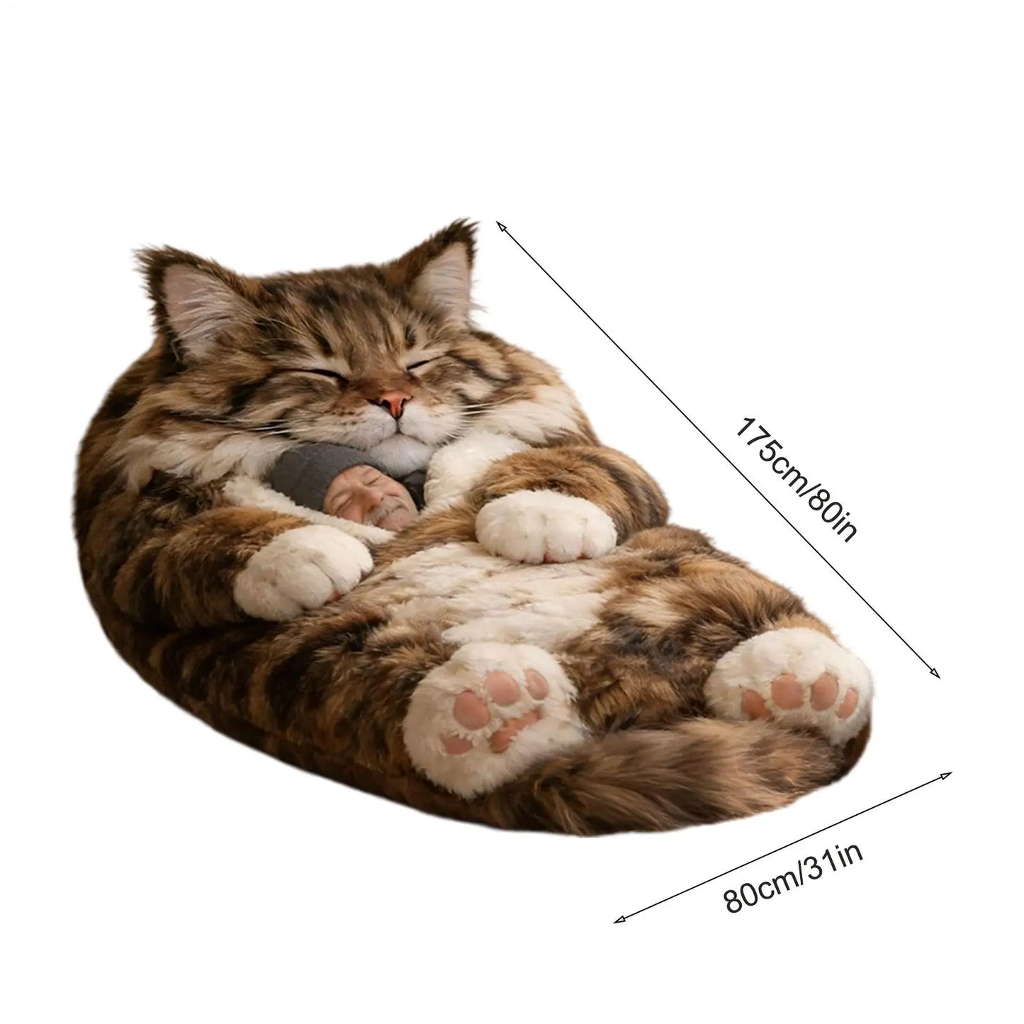 Winter Sleeping Bags 175x80cm Washable Funny Soft Cat Envelope Warm Sleeping Bag For Indoor Home Bedroom Nursery Apartment Women