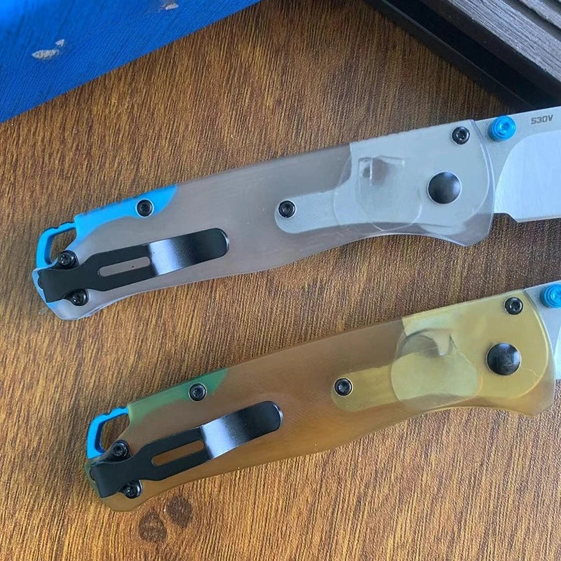 535PEI Transparent Outdoor Folding Knife Wild Camping Convenient Sharp Knife EDC Fruit Pocket knives for outdoor travel