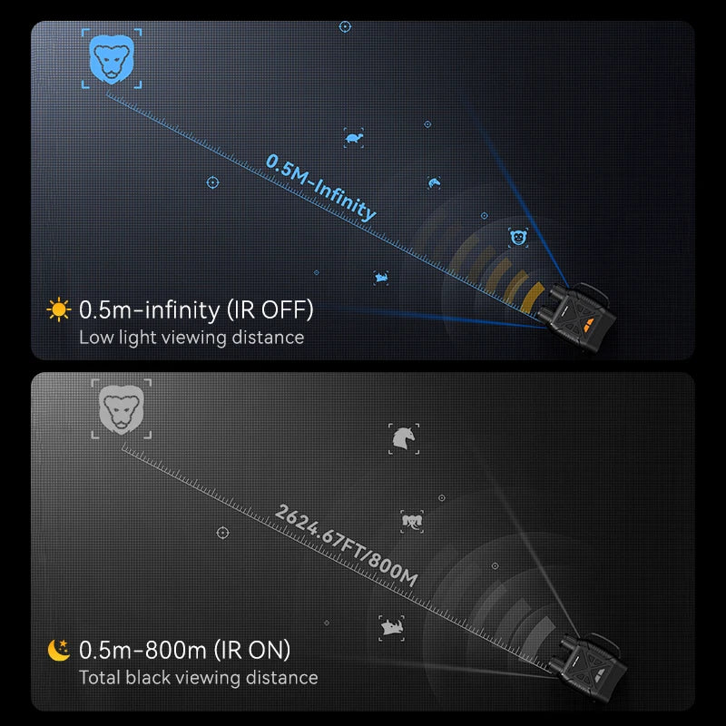 Night Vision Binoculars 7 Gear Infrared Binoculars 10X Digital Zoom 2000mAh 800m Full Dark Telescope Goggles For Hunting Camping