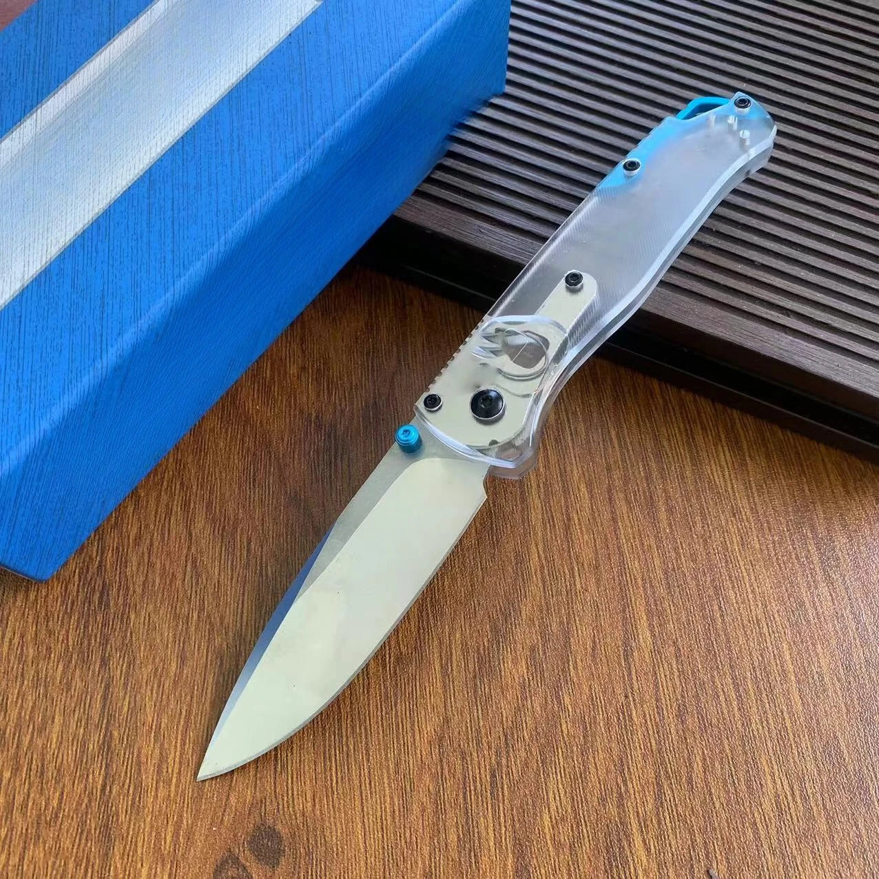 535PEI Transparent Outdoor Folding Knife Wild Camping Convenient Sharp Knife EDC Fruit Pocket knives for outdoor travel
