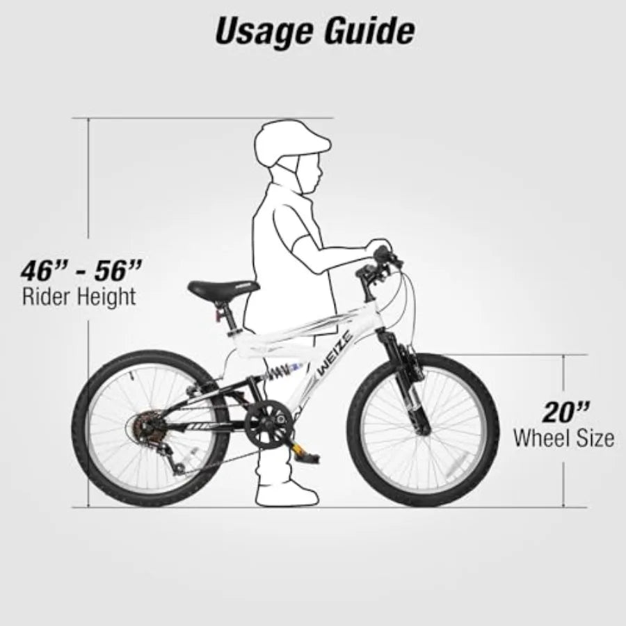 Mountain Bike 20 24 inch ' Bicycles for 6-14 Years Old Boys Girls with Dual Full Suspension 6 Speeds Drivetrain High-Carbon Ste