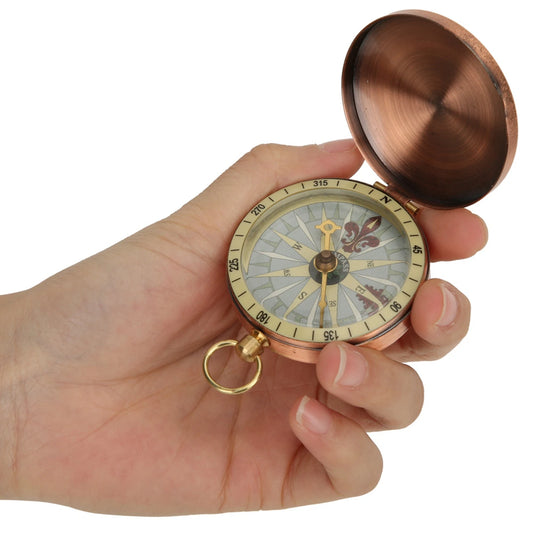Portable Vintage Compass Copper Bronze Flip Cover Pocket Watch Compass for Outdoor Camping Hiking Boating