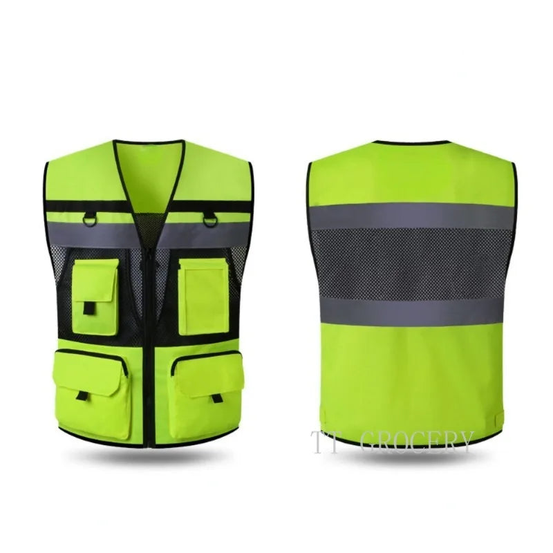 Safety Clothing Reflective with Tool Pockets Breathable Work Gilet High Visibility Mesh Reflective Workwear